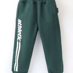Little Kangaroos Cotton Knit Full Length Winter Wear Fleece Pant with Text Print - Green-picture-36