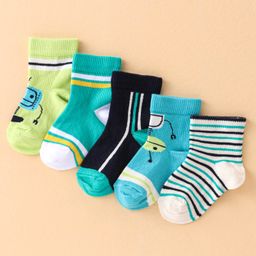Mustang Cotton Blend Ankle Length Socks Robo Design Pack of 5 - Blue-image-40