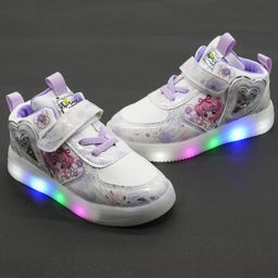 FEETWELL SHOES Fairies & Flowers Printed With Patch Detailed LED Shoes - White & Purple-image-34