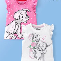 Babyoye Disney Cotton Frill Sleeves Tops With 101 Dalmatians Graphics Pack of 2 - Pink & White-image-69