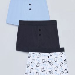 Charm n Cherish Pack Of 3 Solid & Shark Printed Boxers - White Blue & Navy Blue-image-61