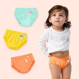 SuperBottoms Pack of 3 Bamboo Bunny Printed Super Soft Briefs - Yellow Orange & Blue-image-52