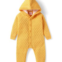 Babyhug Sweater Knit Full Sleeves HoodedWinter Romper - Yellow-image-40