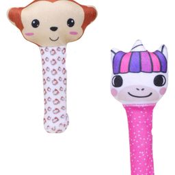 TOYTALES Combo of Hand Rattle Monkey and Unicorn, Pack of 2, Hand Toys for Kids, Cute Plush Animal, Huggable Unicorn Soft Toy, Stuffed Monkey, Plush Squeeze Animal Rattle for Newborn Babies-4
