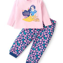 Babyhug Disney Single Jersey Knit Full Sleeves Night Suit with Snow White Graphics - Pink-image-58