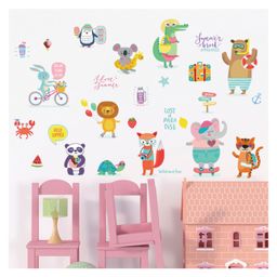 JAAMSO ROYALS Cartoon Animals Zoo Decorative Self Adhesive Vinyl Wall Sticker (50 CM X 70 CM)-image-29