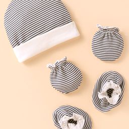 Ben Benny Interlock Knit Striped Cap Mittens & Booties Set Black & White - Diameter 9 cm-16