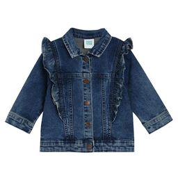 MINI KLUB Cotton Full Sleeves Frill Detailed Mild Washed Jacket - Mid Blue-picture-28