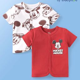 Babyoye Disney Interlock Knit Half Sleeves Mickey & Friends Printed Jhablas Pack of 2 - Red & White-image-94
