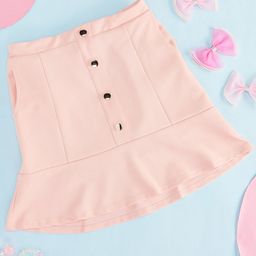 Pantaloons Junior Cotton Solid Skirt - Peach-image-41