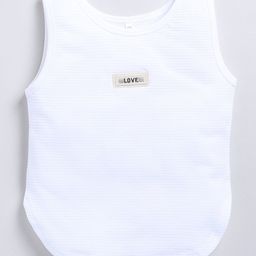 giniekids Cotton Sleeveless Love Text Patch Detailed Vest - White-image-64