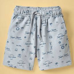 Taeko Single Jersey Knit Knee Length Beach Theme Printed Shorts - Light Sky-image-34