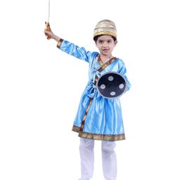 Itsmycostume Silk Woven Full Sleeves Chhatrapati Shivaji Maharaj Costume Set - Blue-image-53