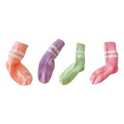 MOMISY Cotton Blend Pack Of 4 Placement Striped Socks - Multi Colour-image-37