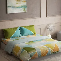 DDecor Turquoise Blue & Green 4 Pieces Geometric Cotton Double King Regular Bedding Set-image-12