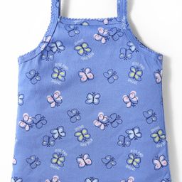 CUCUMBER Sinker Knit Sleeveless Innerwear Set With Butterfly Print - Blue image 3