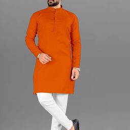 Attigo Mandarin Collar Straight Kurta With Pyjama-image-55