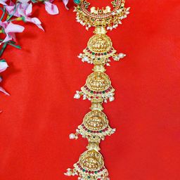 FIMBUL Artificial Beaded Bridal Jada billa Hair Braid Jada Choti Temple Hair Accessory-5