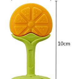 Enorme Orange Fruit Shape Silicone Teether with Round Shape BPA Free Silicone Bell Teether Ring for Infants - Multicolour image 4