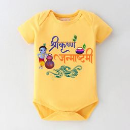 BLUSHES Infants Janmashtami Printed Pure Cotton Bodysuit-image-30