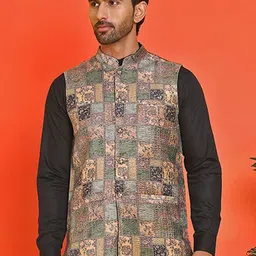 Jompers Embroidered Mandarin Collar Nehrujacket-37