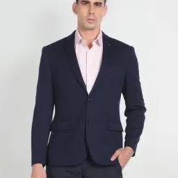 Arrow Blue Slim Fit Self Pattern Blazer-image-91