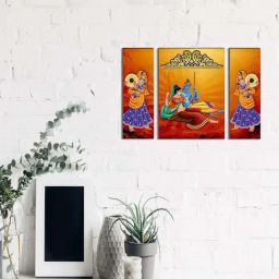 eCraftIndia 6MM MDF Set of 3 Radha Krishna Satin Matt Texture UV Art Painting-24