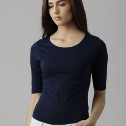 Miss Chase Women Navy Blue Solid Bodysuit-image-47