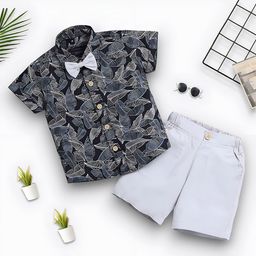 GLAM ELEGANCE Kids Printed Short Sleeves Shirt With Shorts-image-96