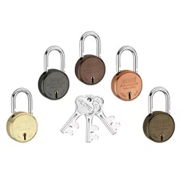 ALONE LOCKS Round 65 mm Mild Steel ‎Antique Caoted 3 Keys Each Double Locking Padlock (Pack of 5)-22