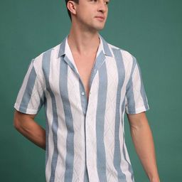 Voroxy Men Relaxed Opaque Striped Casual Shirt-image-78