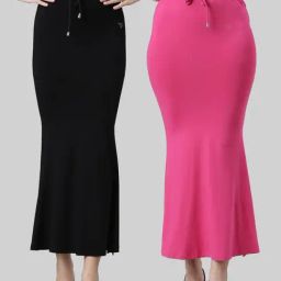 TWIN BIRDS Black & Pink Plain Saree Shapewear - Pack Of 2-image-94