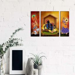 eCraftIndia 6MM MDF Set of 3 Musician Couple Satin Matt Texture UV Art Painting-image-33