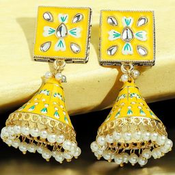 OOMPH Geometric Jhumkas Earrings-image-58