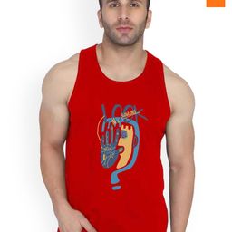 SLOWLORIS Men Pack Of 2 Printed Combed Cotton Gym Vests VSL26 CMB(LOOK RED)(NVR ORANGE)-picture-3