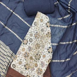 MANVAA Floral Printed Beads & Stones Cotton Unstitched Dress Material-picture-16