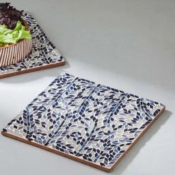 Fabindia Blue Glass Phulwari Mosaic Trivets - Set of 2-13