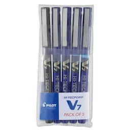 Pilot Hi-Tecpoint V7 0.7 mm Fine Point Liquid Ink Roller Ball Pen, 4 Blue, 1 Black (Pack of 5)-image-64