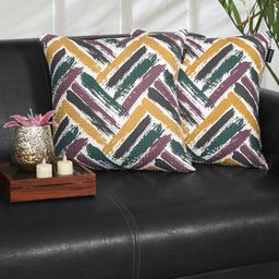 Ode & Cleo White & Purple Set of 2 Abstract Square Cushion Covers-5