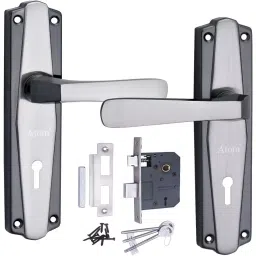 Atom Iron Silver Door Handle Lock Set, 608_K.Y-B.S-12