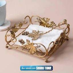 Nestroots Napkin Holder Tissue Box Holder Tissue Holder for Dining Table Napkin Holder Iron Gold-44