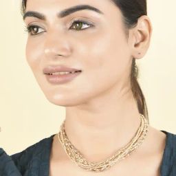 ToniQ Classy Golden Plated Multistrand Beads Fusion Wear Choker Necklace For Women-71