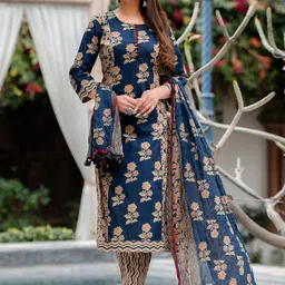 Anni Designer Floral Printed Straight Kurta With Trouser & Dupatta-picture-31