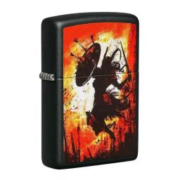 Zippo Black & Red Warrior Design Brass Pocket Lighter-image-88