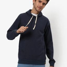 Campus Sutra Denim Blue Cotton Regular Fit Hooded Sweatshirt-picture-28