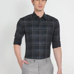 Arrow Dark Green Cotton Regular Fit Checks Shirt-picture-37