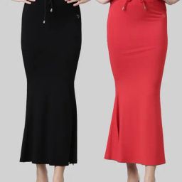 TWIN BIRDS Black & Red Plain Saree Shapewear - Pack Of 2-picture-2