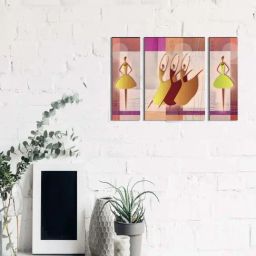 eCraftIndia 6MM MDF Set of 3 Dancing Tribal Women Satin Matt Texture UV Art Painting-17