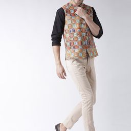 Hangup Men Multicoloured Woven Printed Nehru Jacket image 5