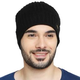 Spykar Black Textured Beanies-image-5